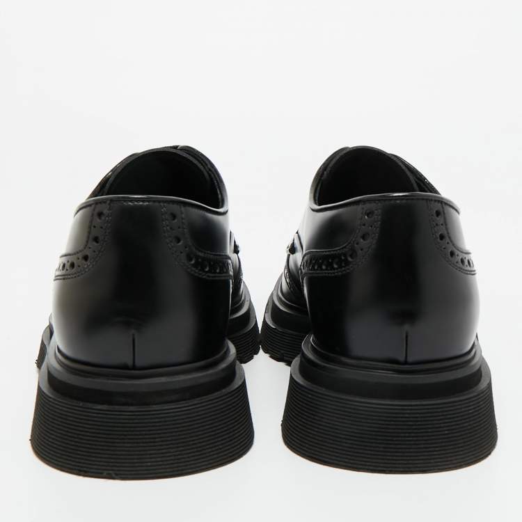 Pre Owned Prada Black Leather Brogues Lace Up Oxford Size 41