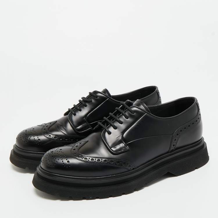 Pre Owned Prada Black Leather Brogues Lace Up Oxford Size 41