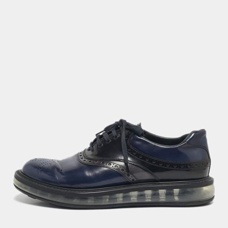 Pre Owned Prada Two Tone Brogue Leather lace Up Derby Sneakers Size 43