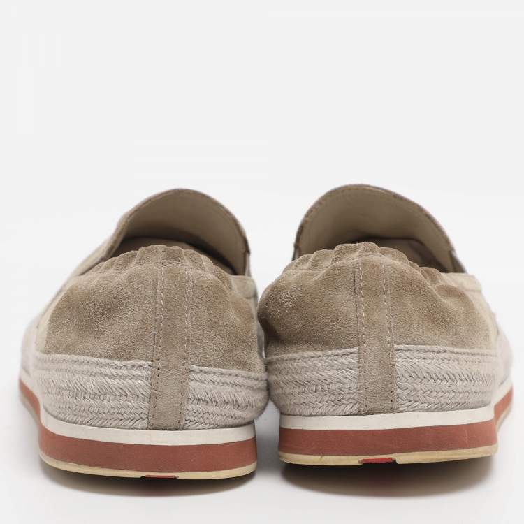 Pre Owned Prada Beige Suede Slip On Sneakers Size 42