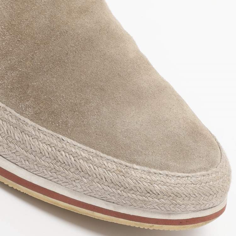 Pre Owned Prada Beige Suede Slip On Sneakers Size 42