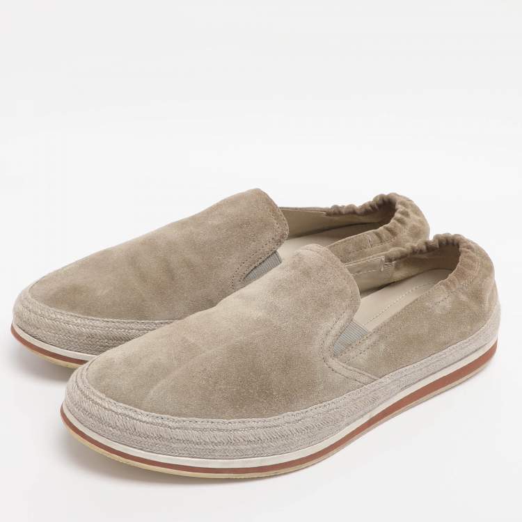 Pre Owned Prada Beige Suede Slip On Sneakers Size 42