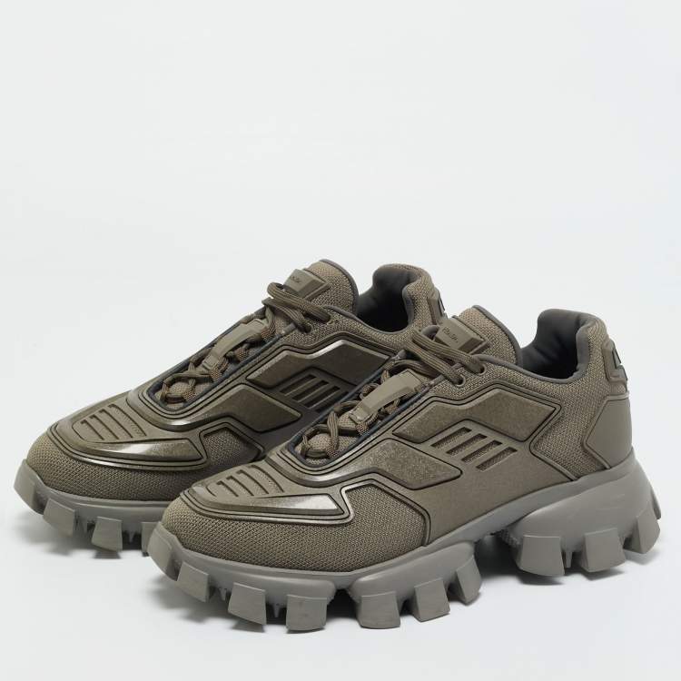 Pre Owned Prada Grey Knit Fabric and Rubber Cloudbust Thunder Sneakers Size 42.5