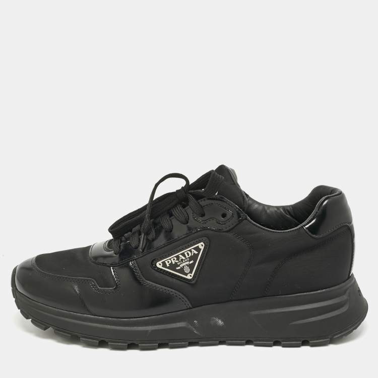 Pre Owned Prada Black Leather Prax 01 Low Top Sneakers Size 42