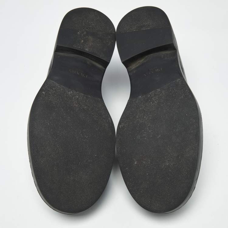 Pre Owned Prada Black Leather Monolith Platform Loafers Size 42