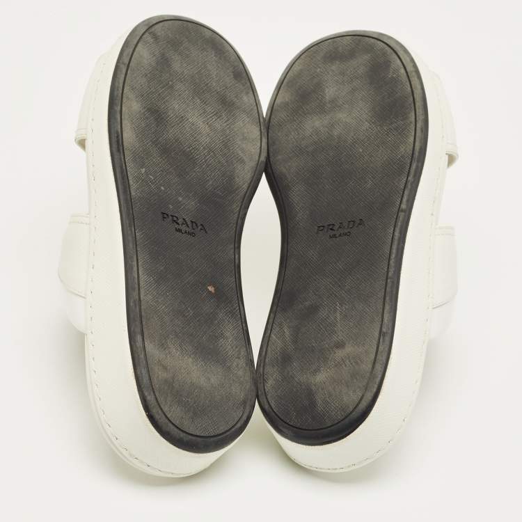 Pre Owned Prada White Saffiano Leather Desert Slide Sandals Size 41