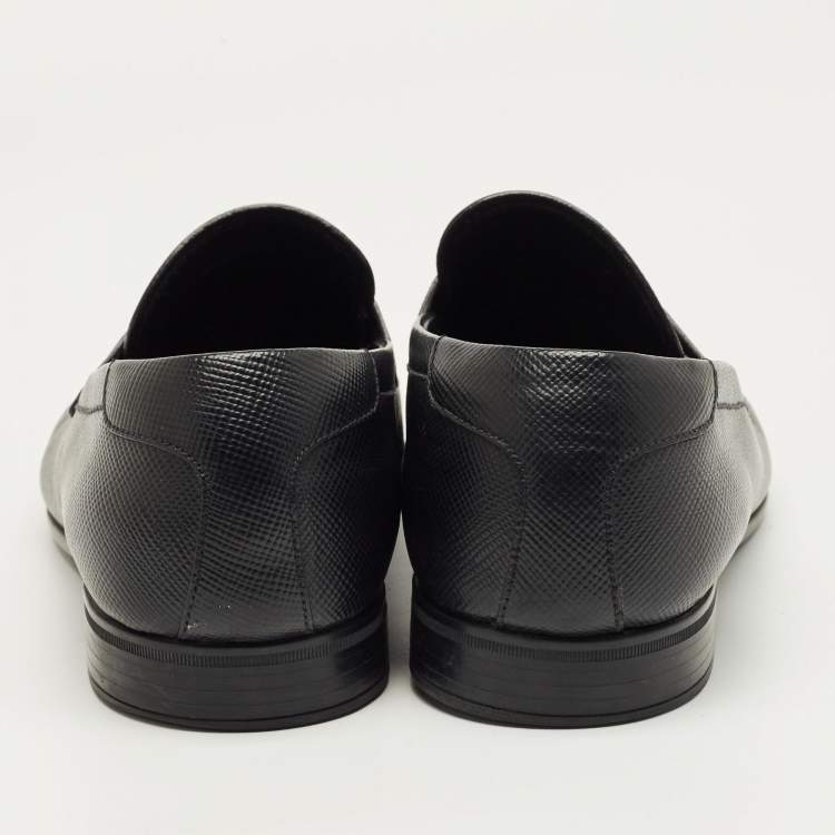 Pre Owned Prada Black Leather Penny Loafers Size 42.5