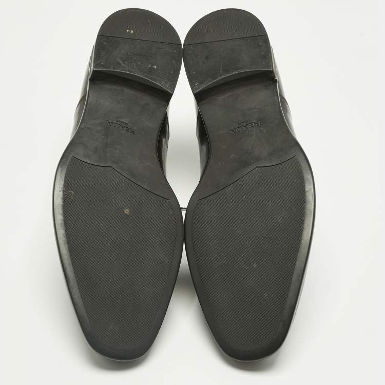 Pre Owned Prada Brown Patent Leather Lace Up Oxfords Size 43.5