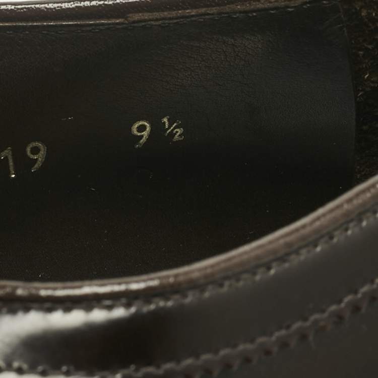 Pre Owned Prada Brown Patent Leather Lace Up Oxfords Size 43.5