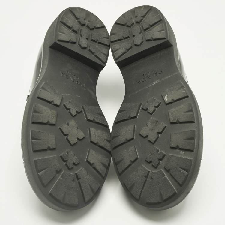 Pre Owned Prada Black Leather Slip On Loafers Size 42