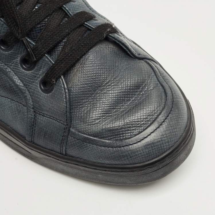 Pre Owned Prada Navy Blue Leather High Top Sneakers Size 42