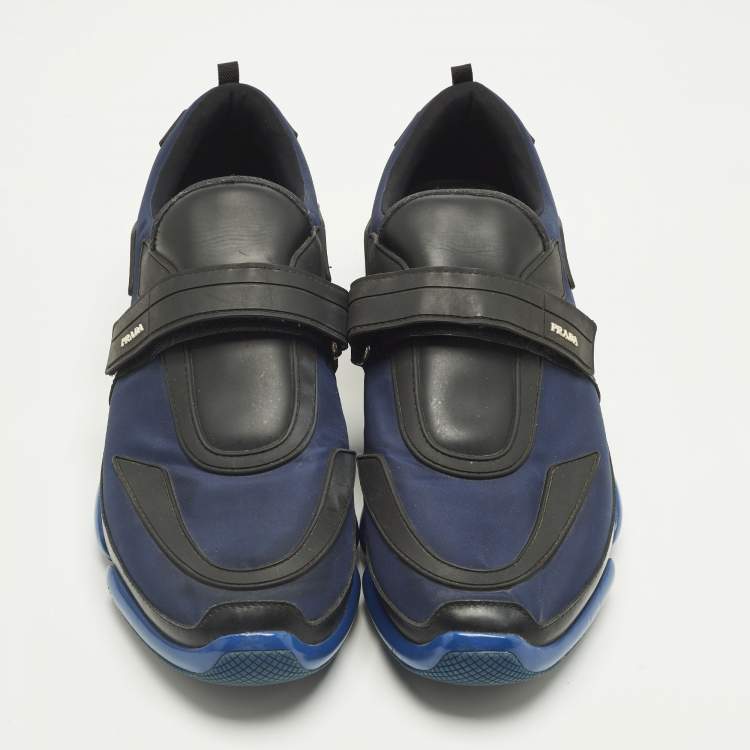 Pre Owned Prada Cloudbust Size 44 Navy Blue/Black Leather and Nylon Low Top Sneakers