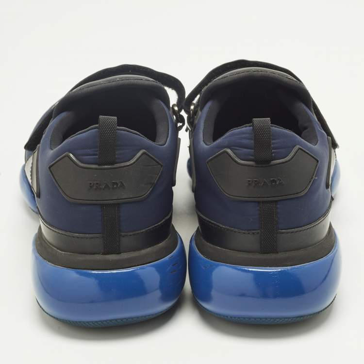 Pre Owned Prada Cloudbust Size 44 Navy Blue/Black Leather and Nylon Low Top Sneakers