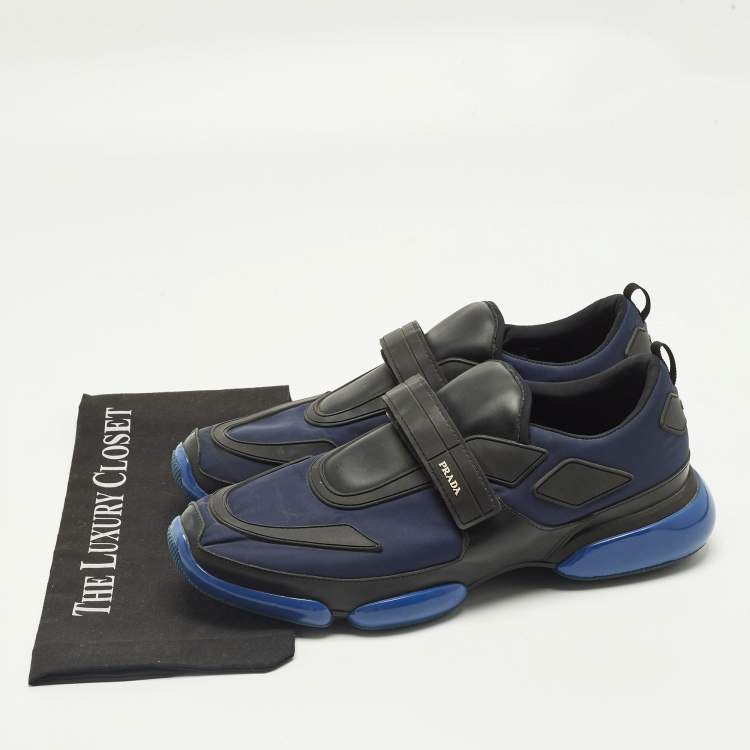 Pre Owned Prada Cloudbust Size 44 Navy Blue/Black Leather and Nylon Low Top Sneakers