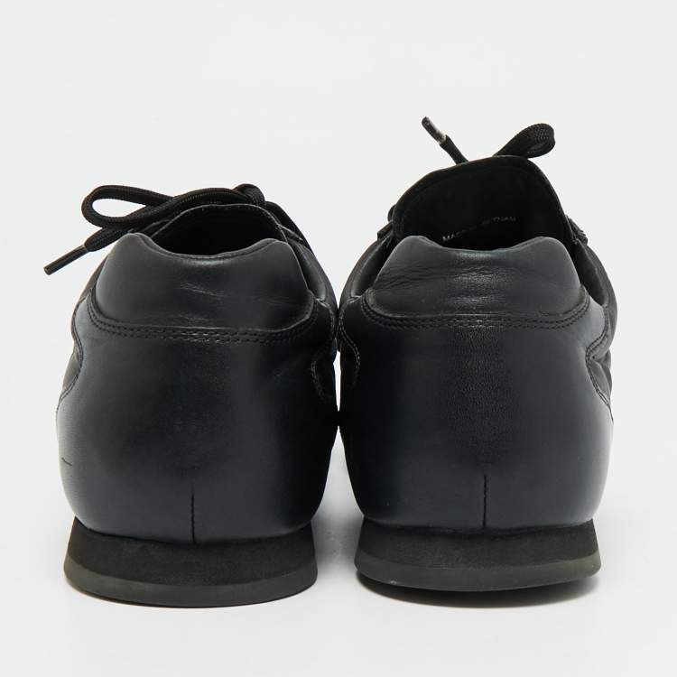 Pre Owned Prada Black Leather and Nylon Lace Up Sneakers Size 42 