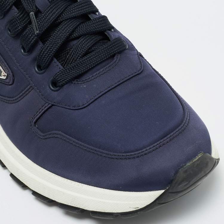 Pre Owned Prada Prax 01 Size 44.5 Navy Blue Nylon Lace Up Sneakers