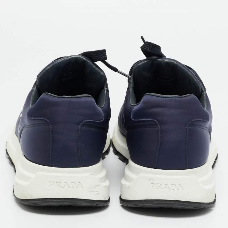 Pre Owned Prada Prax 01 Size 44.5 Navy Blue Nylon Lace Up Sneakers