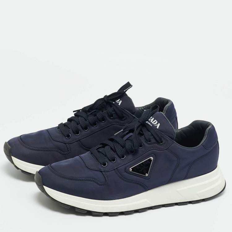 Pre Owned Prada Prax 01 Size 44.5 Navy Blue Nylon Lace Up Sneakers