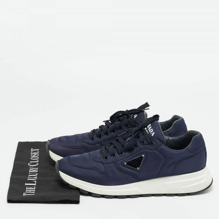 Pre Owned Prada Prax 01 Size 44.5 Navy Blue Nylon Lace Up Sneakers
