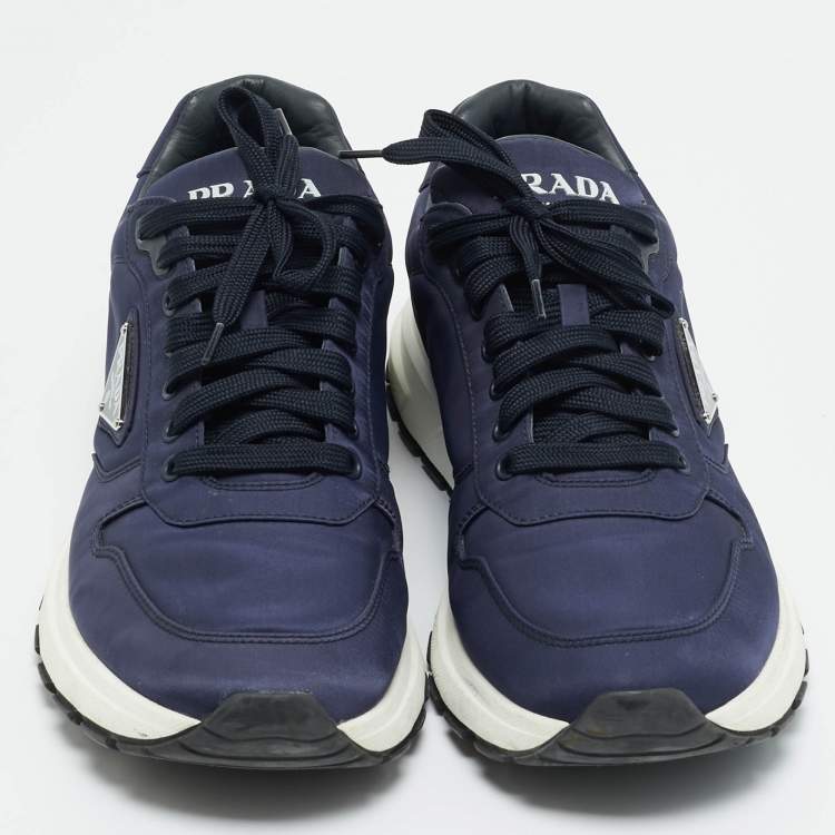 Pre Owned Prada Prax 01 Size 44.5 Navy Blue Nylon Lace Up Sneakers