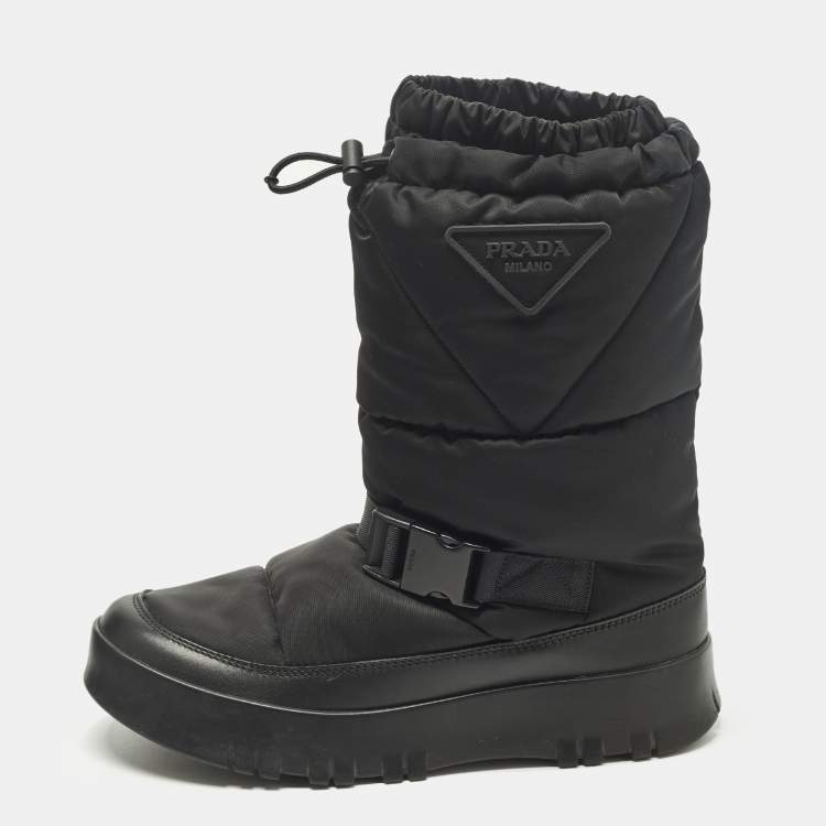 Pre Owned Prada Size 41.5 Black Nylon Snow Boots