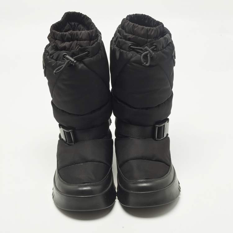 Pre Owned Prada Size 41.5 Black Nylon Snow Boots