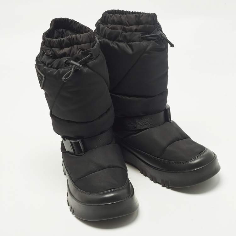 Pre Owned Prada Size 41.5 Black Nylon Snow Boots