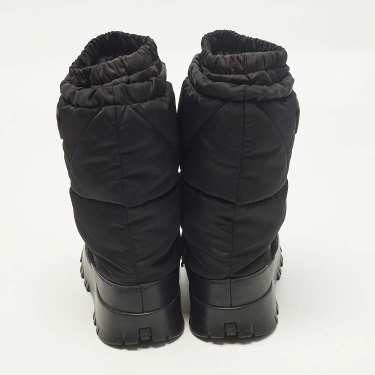 Pre Owned Prada Size 41.5 Black Nylon Snow Boots