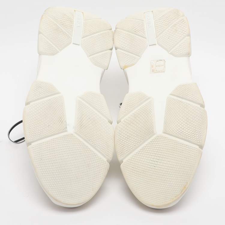 Pre Owned Prada Size 42 White Knit Fabric Low Top Sneakers