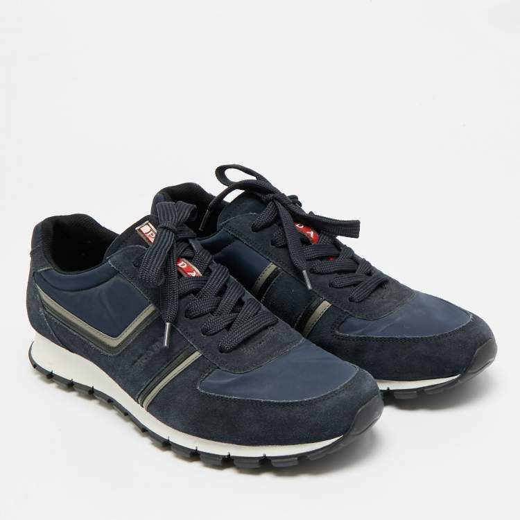 مملوكة مسبقًا حذاء رياضي برادا براكس 01 جلد أبيض ونايلون مقاس 41