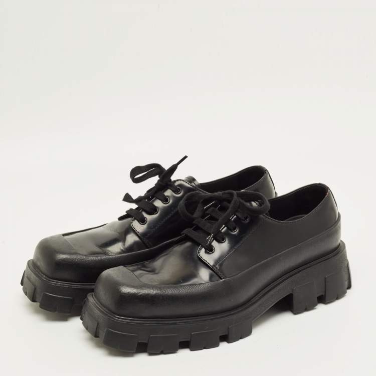 Pre Owned Prada Monolith Size 44 Black Leather and Rubber Loafers