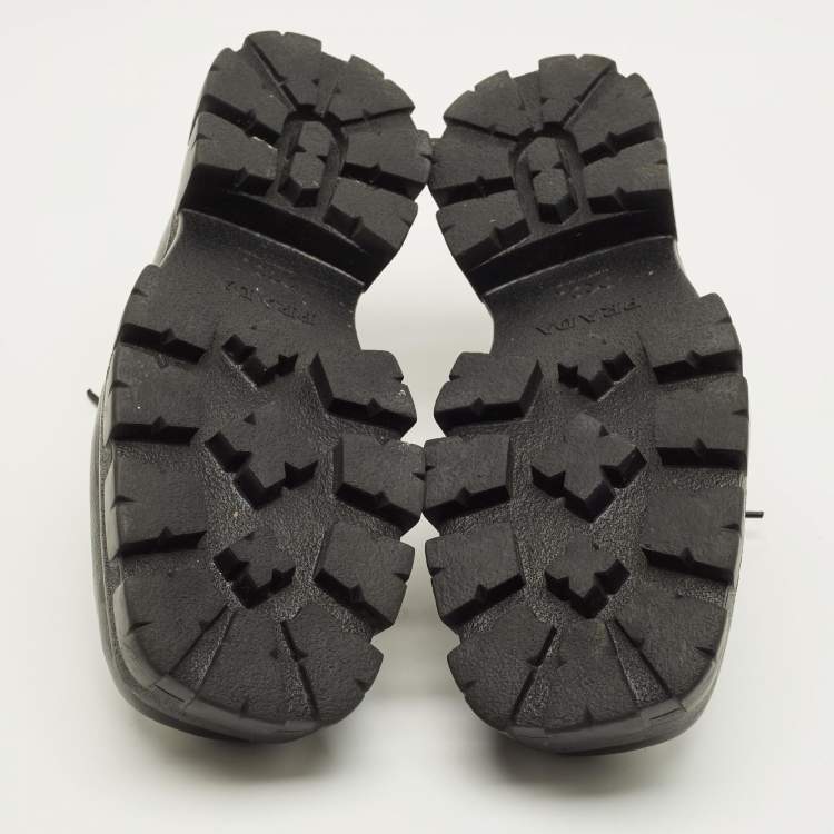 Pre Owned Prada Monolith Size 44 Black Leather and Rubber Loafers