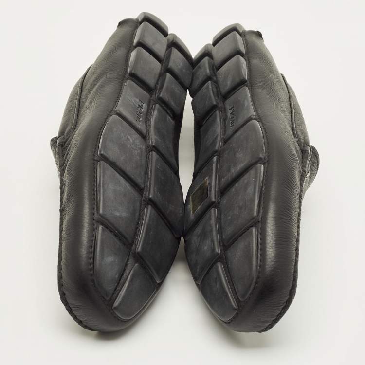 Pre Owned Prada Size 43.5 Black Leather Penny Loafers