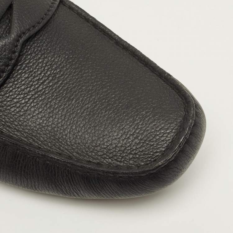 Pre Owned Prada Size 43.5 Black Leather Penny Loafers