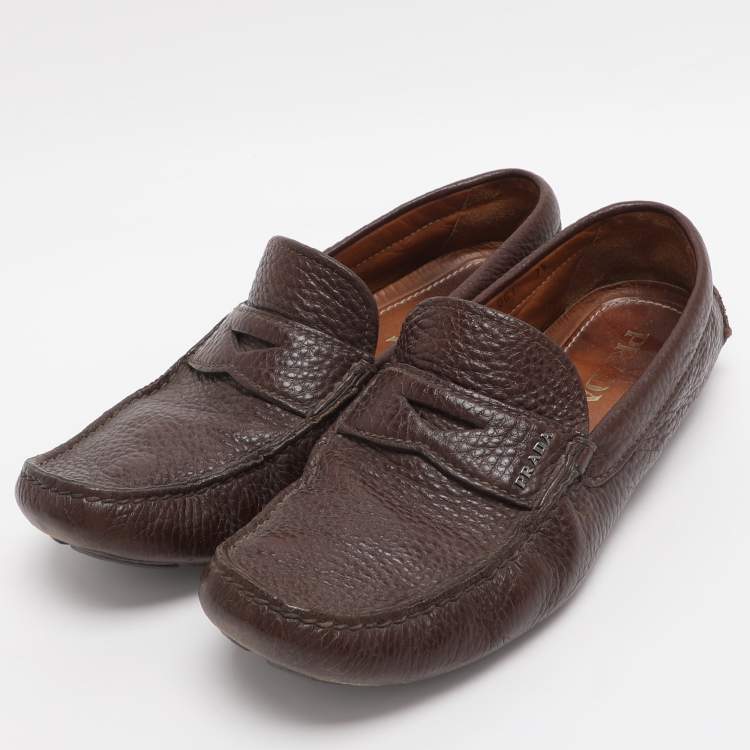 مملوكة مسبقًا Prada Size 41.5 Brown Leather Penny Loafers