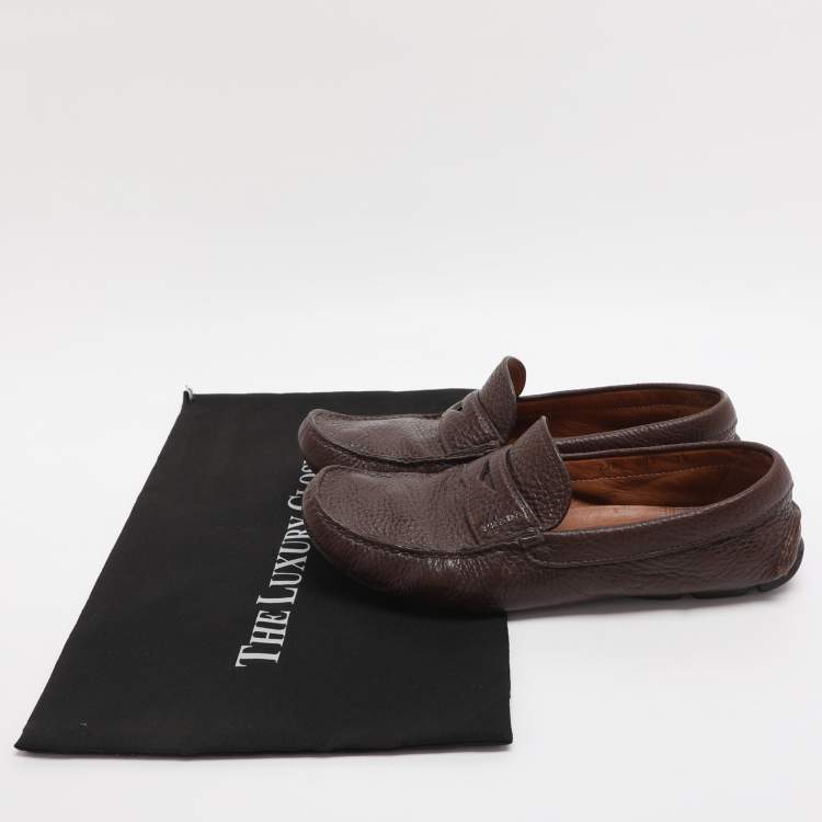 مملوكة مسبقًا Prada Size 41.5 Brown Leather Penny Loafers