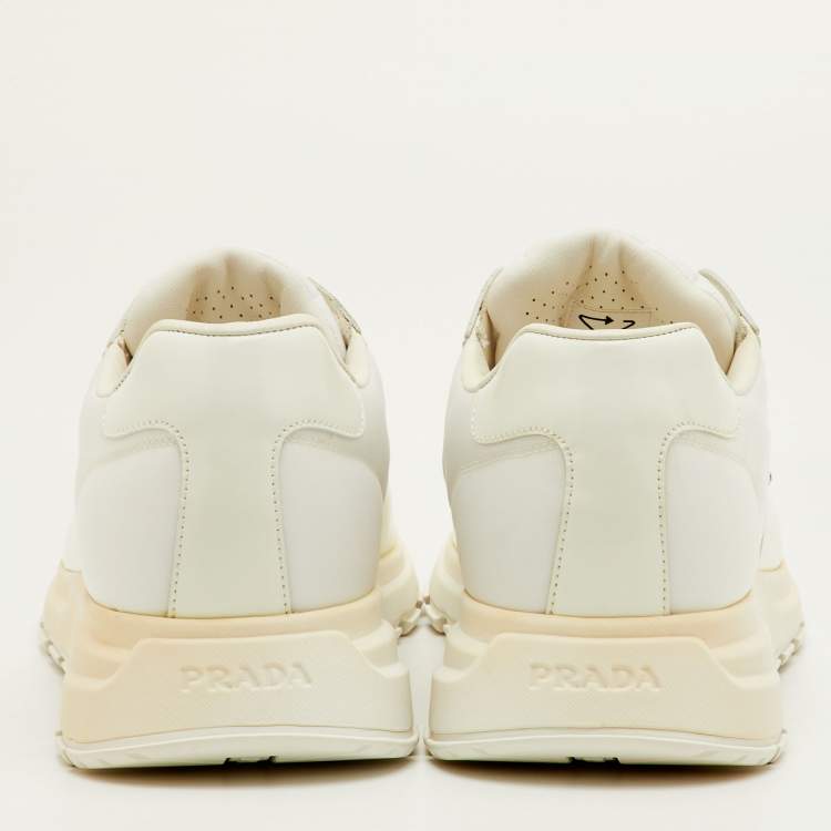 مملوكة مسبقًا Prada Prax 01 Size 41.5 White Leather and Nylon Low Top Sneakers