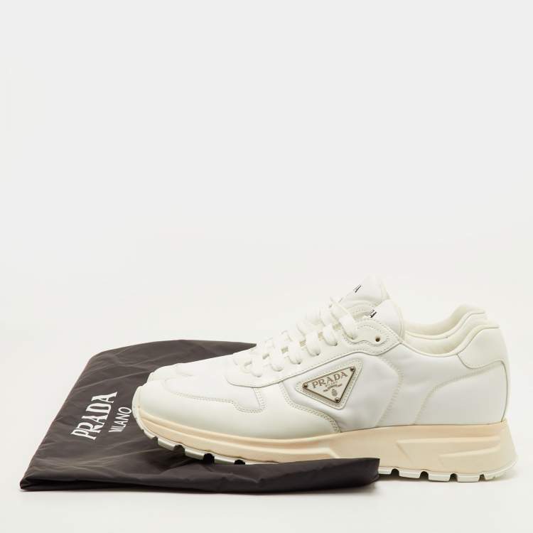 مملوكة مسبقًا Prada Prax 01 Size 41.5 White Leather and Nylon Low Top Sneakers