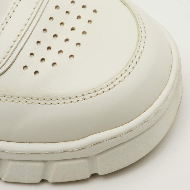 Pre Owned Prada Size 41.5 White Leather Low Top Sneakers