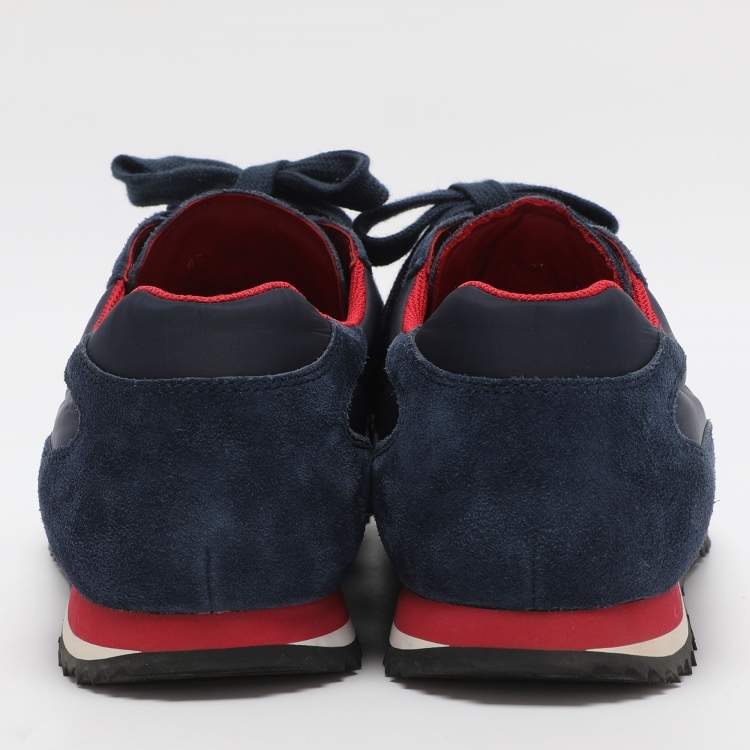 Pre Owned Prada Size 42 Blue Nylon and Suede Low Top Sneakers