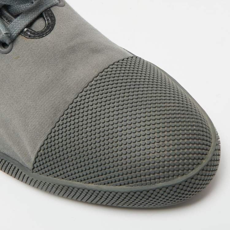 Pre Owned Prada Size 44 Grey Canvas and Rubber Lace Up Sneakers