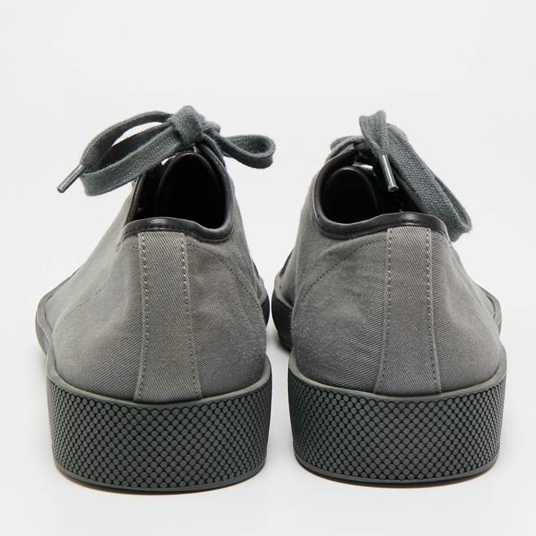 Pre Owned Prada Size 44 Grey Canvas and Rubber Lace Up Sneakers