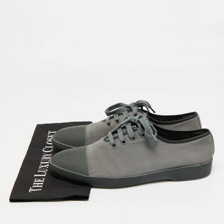 Pre Owned Prada Size 44 Grey Canvas and Rubber Lace Up Sneakers