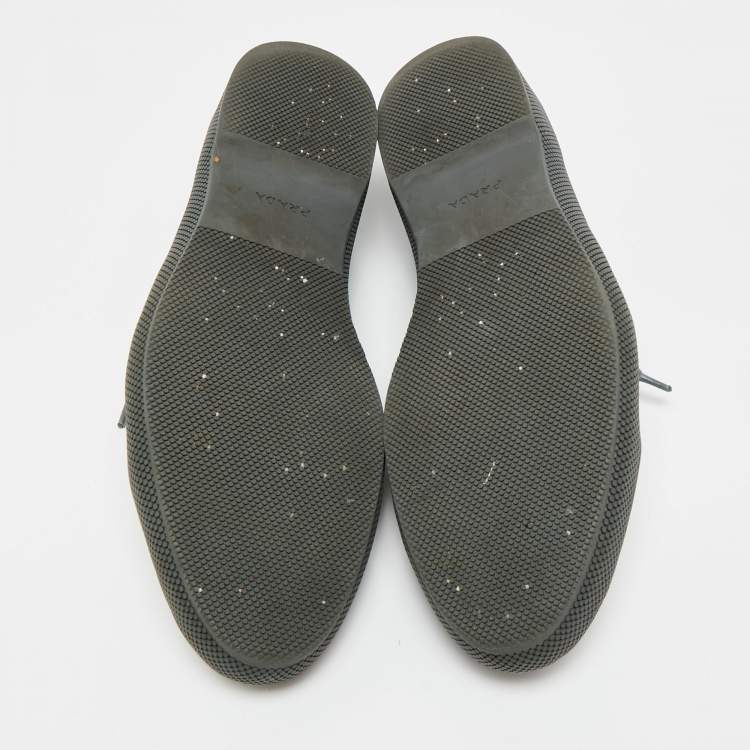 Pre Owned Prada Size 44 Grey Canvas and Rubber Lace Up Sneakers