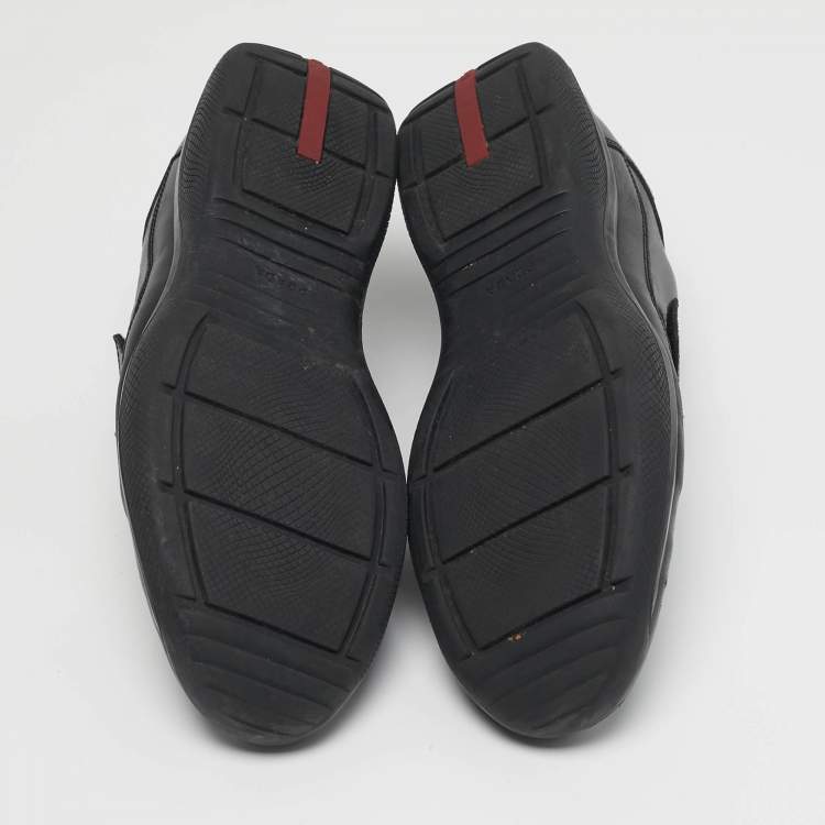 مملوكة مسبقًا Prada Sport Size 44 Black Leather Velcro Low Top Sneakers