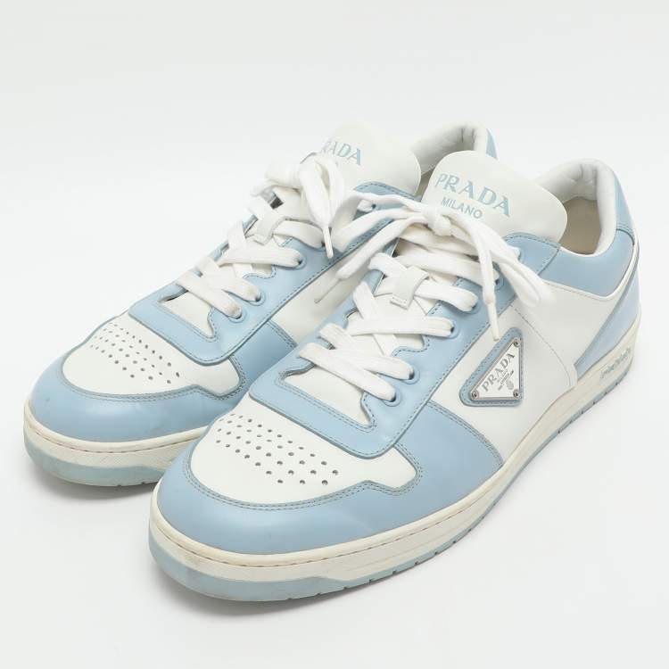 Pre Owned Prada Downtown Size 44 Blue Leather Low Top Sneakers