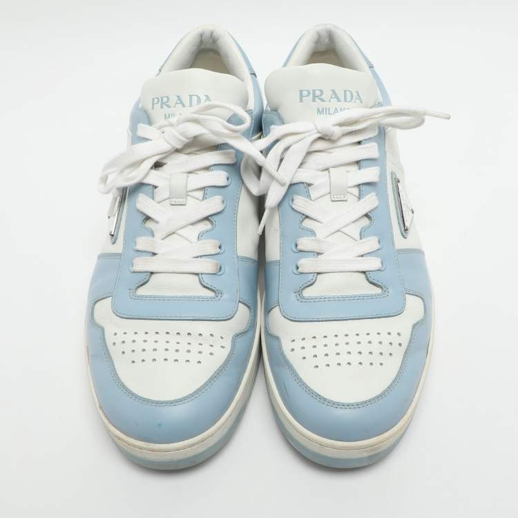 Pre Owned Prada Downtown Size 44 Blue Leather Low Top Sneakers