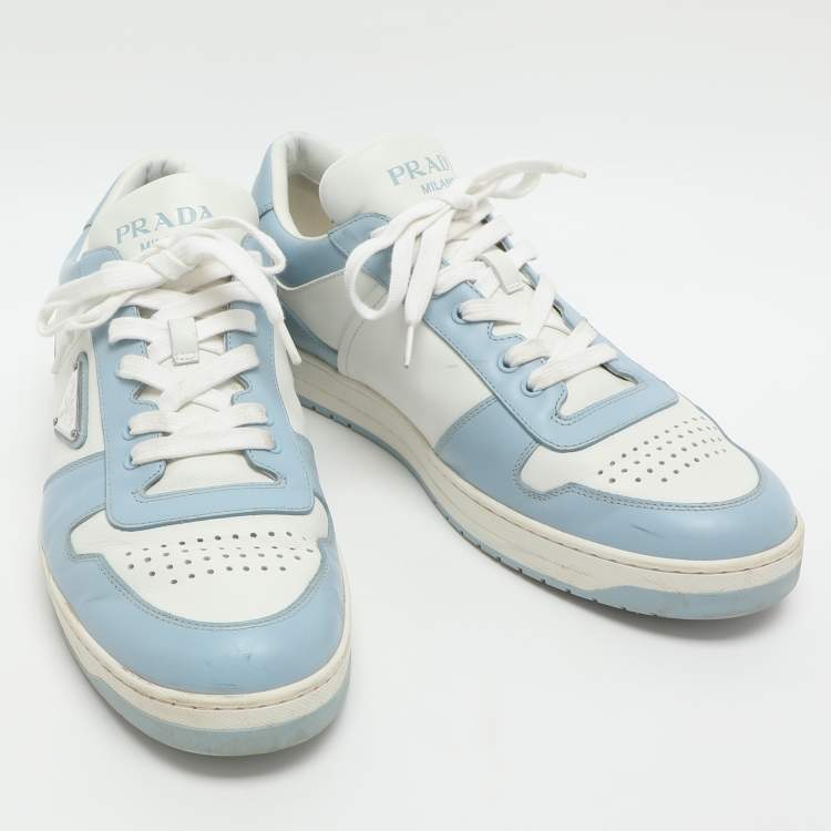 Pre Owned Prada Downtown Size 44 Blue Leather Low Top Sneakers