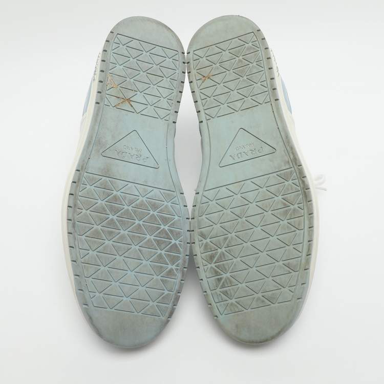 Pre Owned Prada Downtown Size 44 Blue Leather Low Top Sneakers