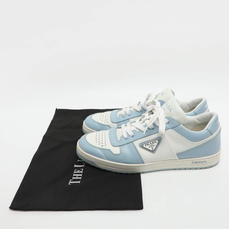 Pre Owned Prada Downtown Size 44 Blue Leather Low Top Sneakers